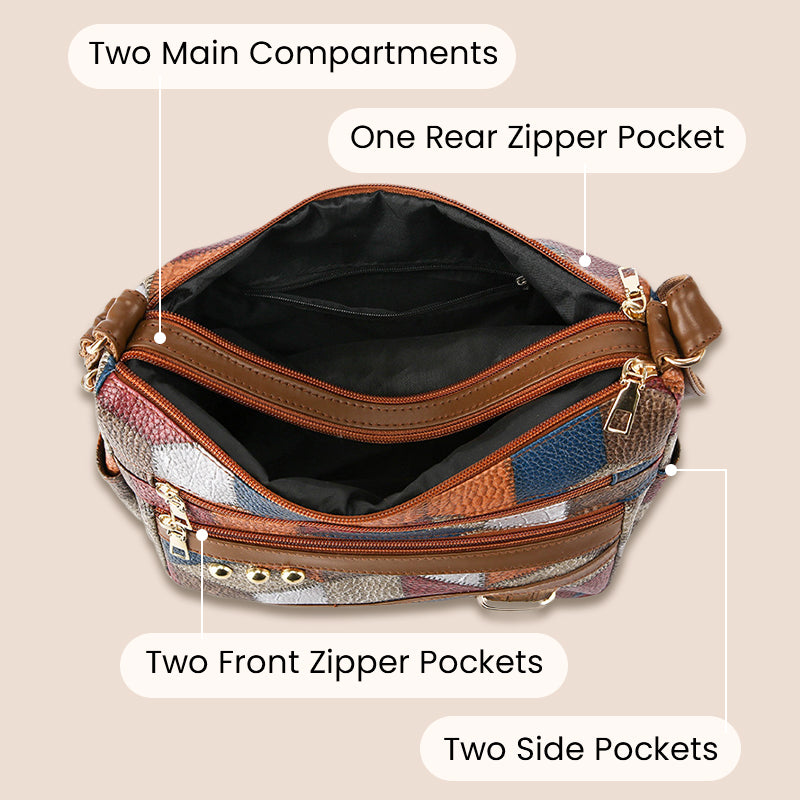 🔥Vintage Tas Met Geometric Patroon En Justerbar stropp👜