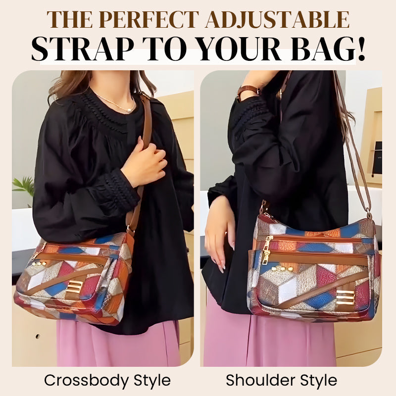 🔥Vintage Tas Met Geometric Patroon En Justerbar stropp👜