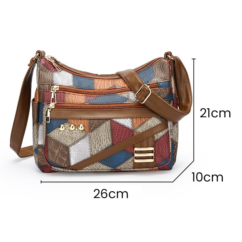 🔥Vintage Tas Met Geometric Patroon En Justerbar stropp👜