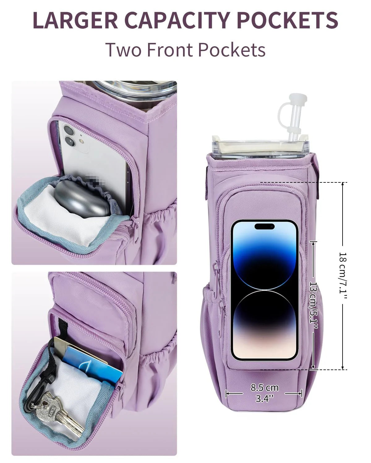 Justerbar skulderveske med termokoppholder for 40 oz