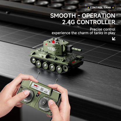 Mini RC-stridsvogn med 330° roterende tårn og lyd og lys