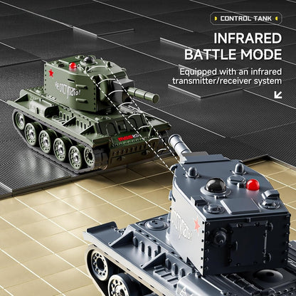 Mini RC-stridsvogn med 330° roterende tårn og lyd og lys