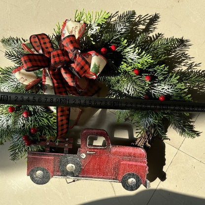 🎄🚗 Julekrans med rød lastebildekorasjon