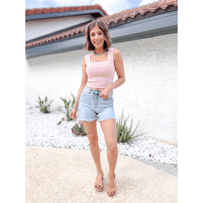 🔥 Siste dag -49% RABATT 🔥 Høylivede "Dad Shorts" med frynser nederst