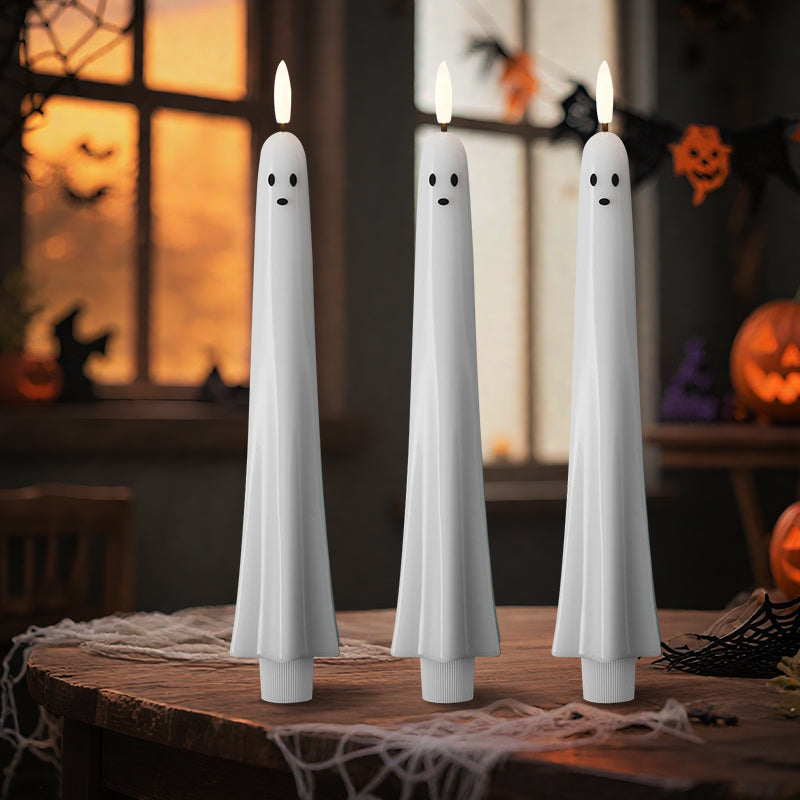 🎃👻 Fjernstyrt spøkelseslys med 3D-flammende veke 👻🎃