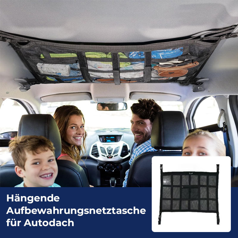 Hengende oppbevaringspose i netting for biltak