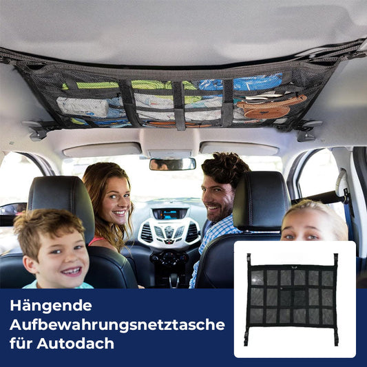 Hengende oppbevaringspose i netting for biltak