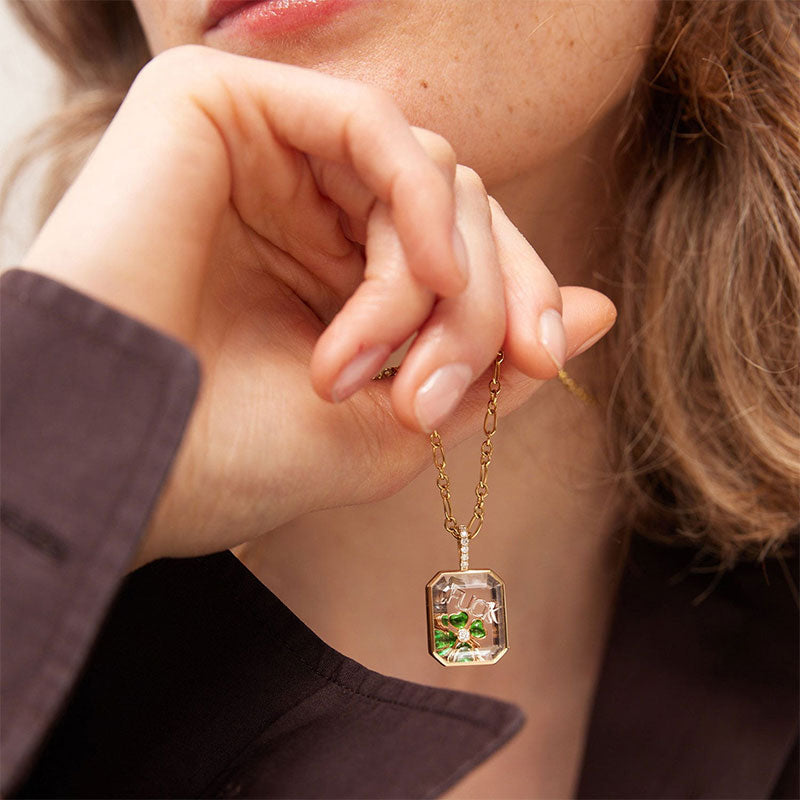 Personlig anheng med fotoboks i glass