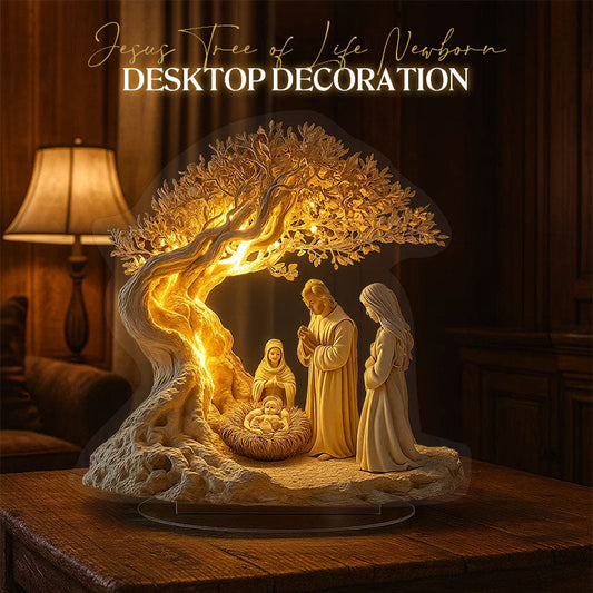 Jesus Livets tre Nyfødt skrivebordsdekorasjon