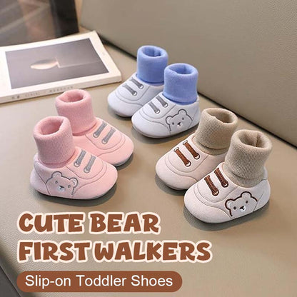 👟 Søte Bjørn Slip-on Småbarnsko – Komfortable Første Gåsko 🧸
