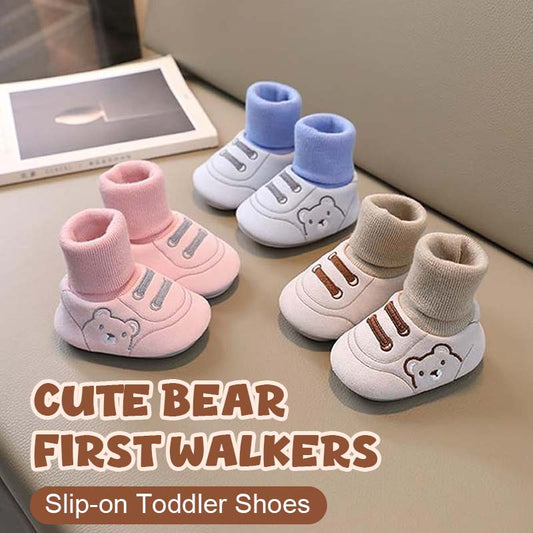 👟 Søte Bjørn Slip-on Småbarnsko – Komfortable Første Gåsko 🧸