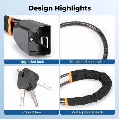 Universell rattlås med setebelteklemme (inkluderer 2 nøkler)