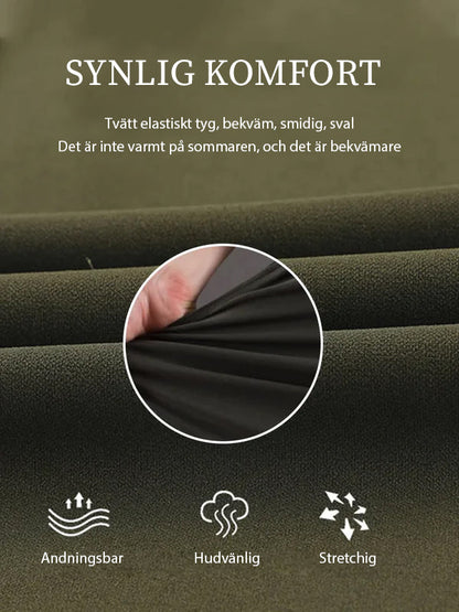 ⏳Ensfargede, uformelle, rette bukser med flere lommer og høy elastikk