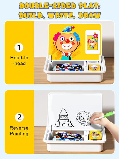 Magnetisk puslespill med ansiktsklær for barn, dobbeltsidig førskolepedagogisk læringsleke for barn