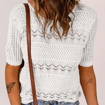 🌸Hul heklet kort ermet skjort