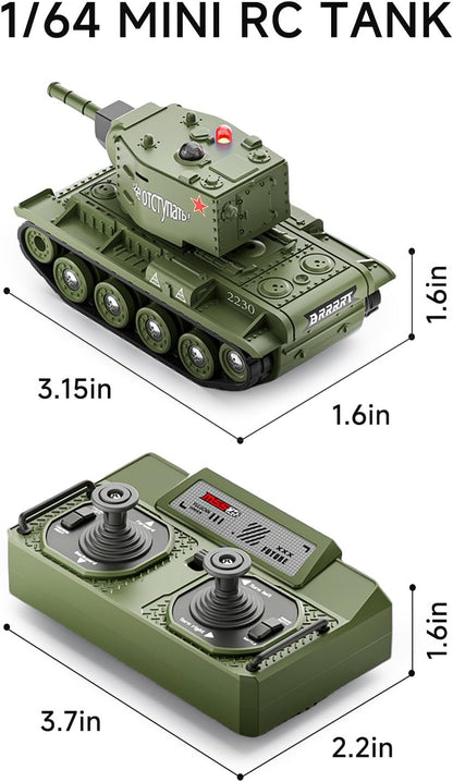 Mini RC-stridsvogn med 330° roterende tårn og lyd og lys