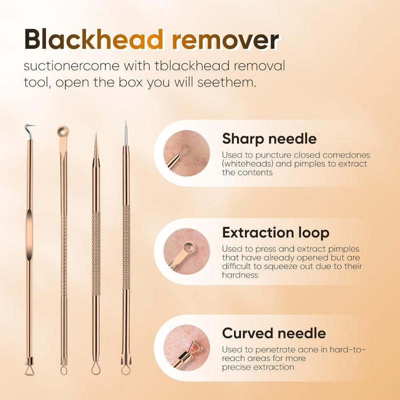 Oppladbart porestøvsuger - 6-i-1 hudormefjerner med smart display og ekstraksjonssett