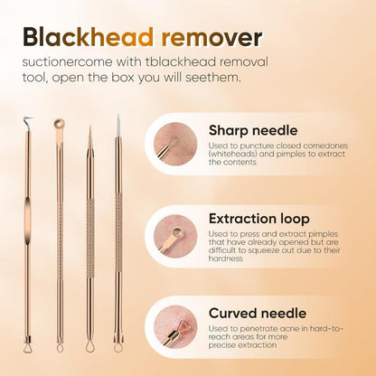 Oppladbart porestøvsuger - 6-i-1 hudormefjerner med smart display og ekstraksjonssett