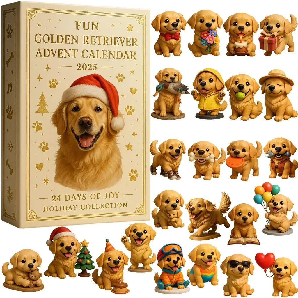 Morsom Golden Retriever-adventskalender 2025