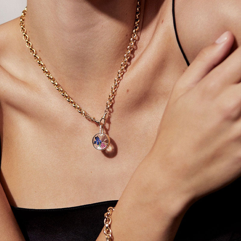 Personlig anheng med fotoboks i glass