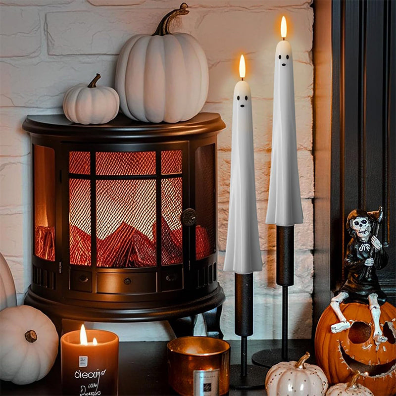 🎃👻 Fjernstyrt spøkelseslys med 3D-flammende veke 👻🎃