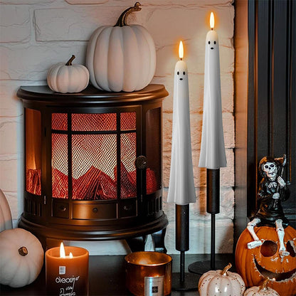 🎃👻 Fjernstyrt spøkelseslys med 3D-flammende veke 👻🎃