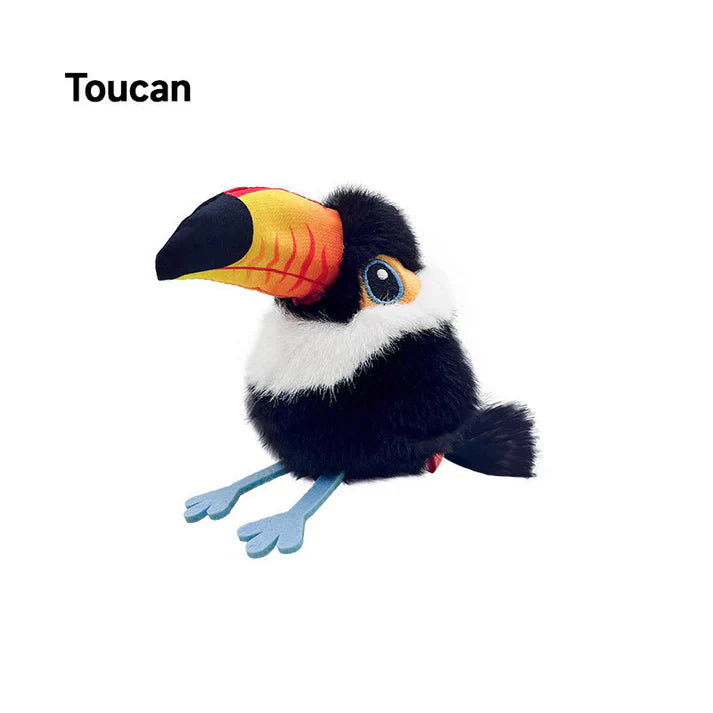 Interaktiv katteleke i form av en fugl i naturlig størrels