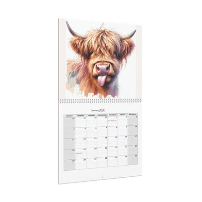 🐮Highland Cow Kalender 2026 – Rustikk gårdsveggkunst og månedlig planlegger