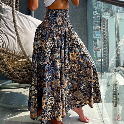 2025 Nytt avslappet blomstret skjørt med halv kropp