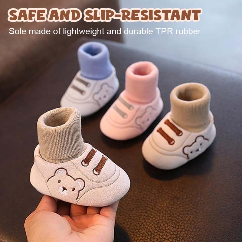 👟 Søte Bjørn Slip-on Småbarnsko – Komfortable Første Gåsko 🧸
