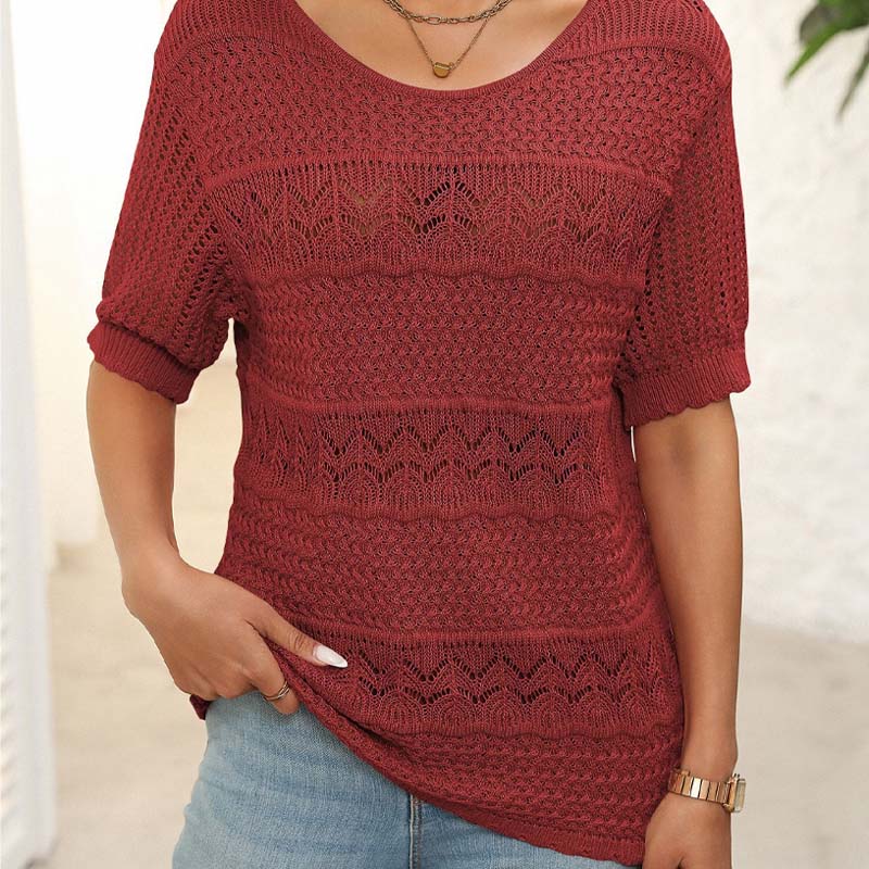 🌸Hul heklet kort ermet skjort