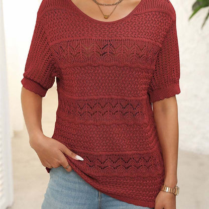 🌸Hul heklet kort ermet skjort