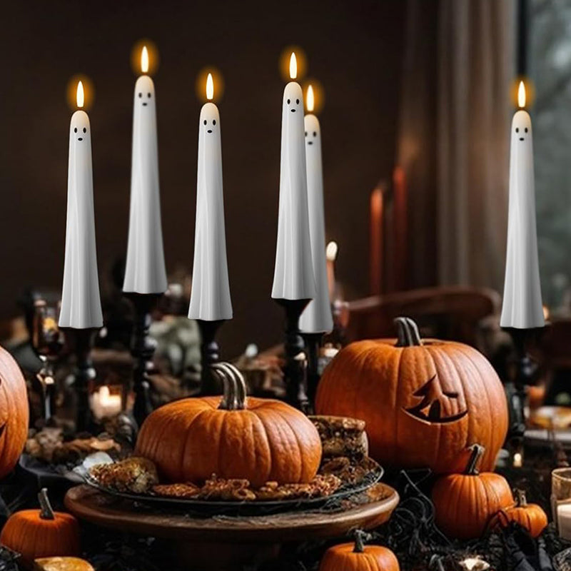 🎃👻 Fjernstyrt spøkelseslys med 3D-flammende veke 👻🎃