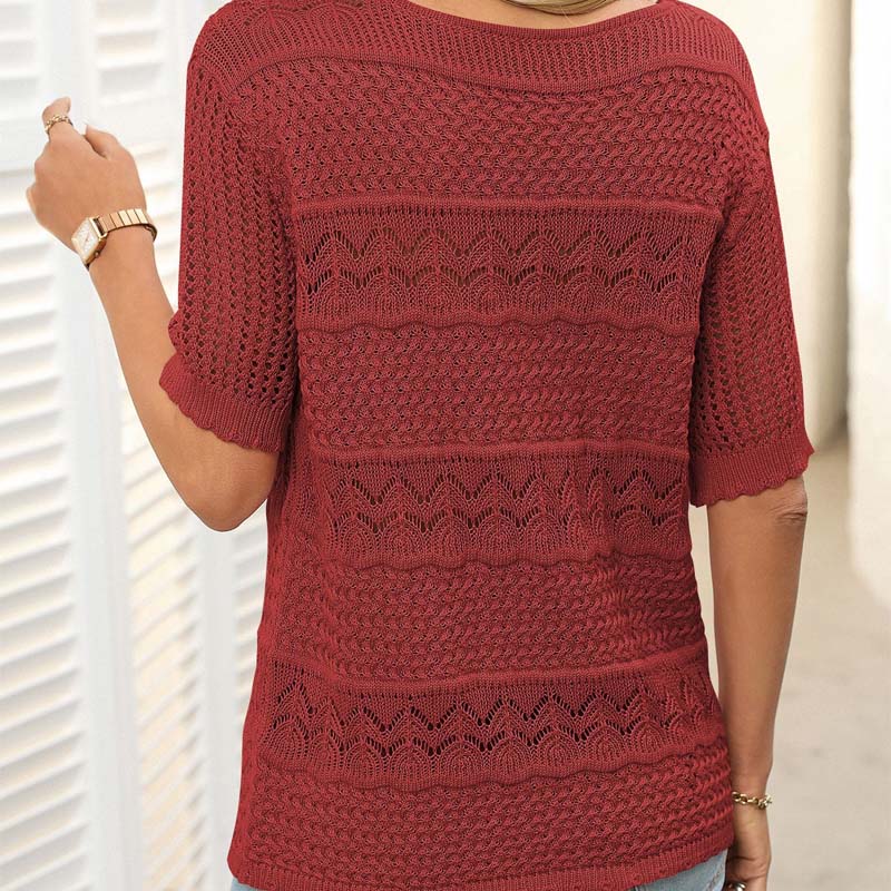 🌸Hul heklet kort ermet skjort