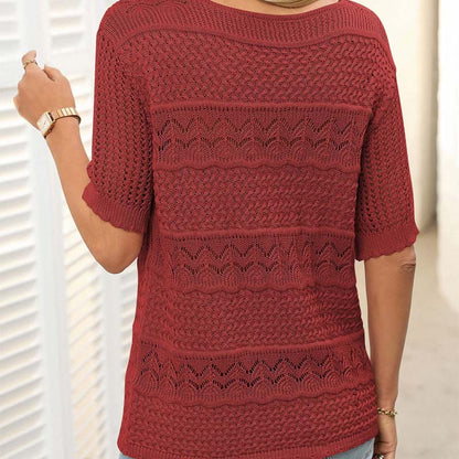 🌸Hul heklet kort ermet skjort