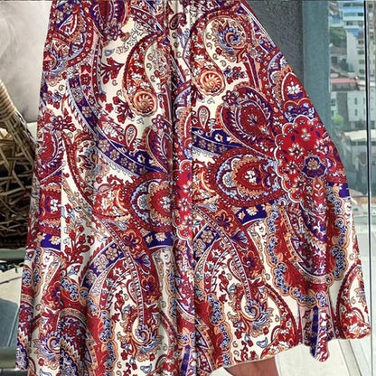 2025 Nytt avslappet blomstret skjørt med halv kropp