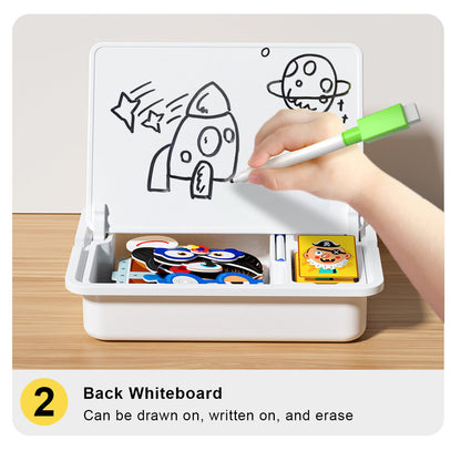 Magnetisk puslespill med ansiktsklær for barn, dobbeltsidig førskolepedagogisk læringsleke for barn