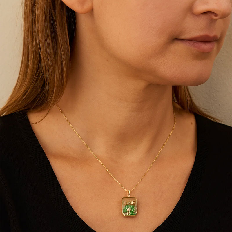 Personlig anheng med fotoboks i glass