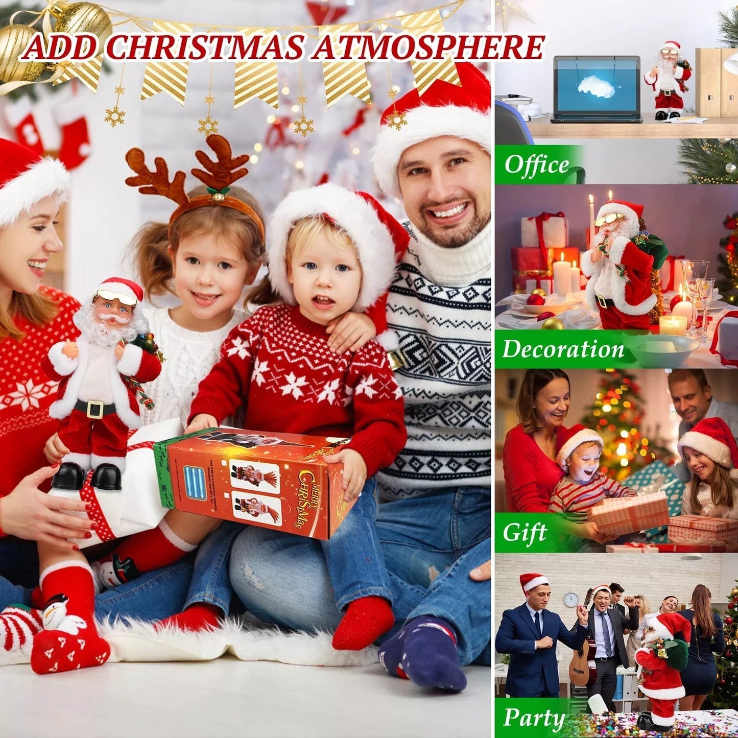 Elektrisk hofte-rystende julenissen