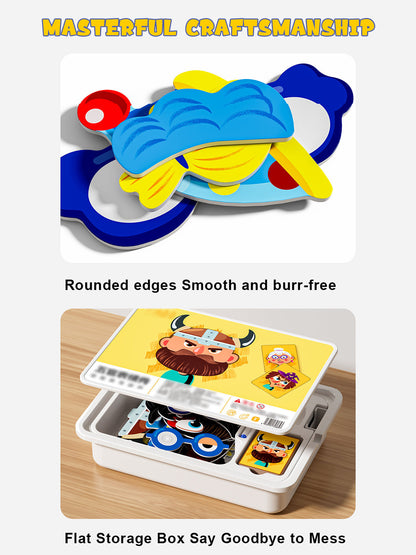 Magnetisk puslespill med ansiktsklær for barn, dobbeltsidig førskolepedagogisk læringsleke for barn