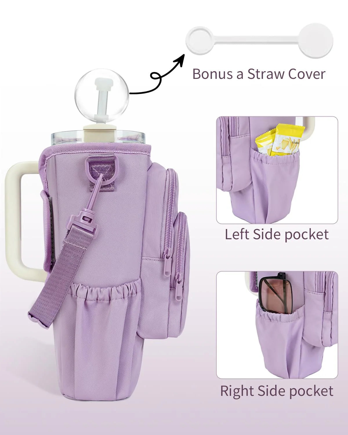 Justerbar skulderveske med termokoppholder for 40 oz