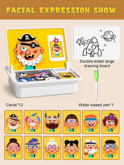 Magnetisk puslespill med ansiktsklær for barn, dobbeltsidig førskolepedagogisk læringsleke for barn