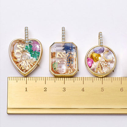 Personlig anheng med fotoboks i glass