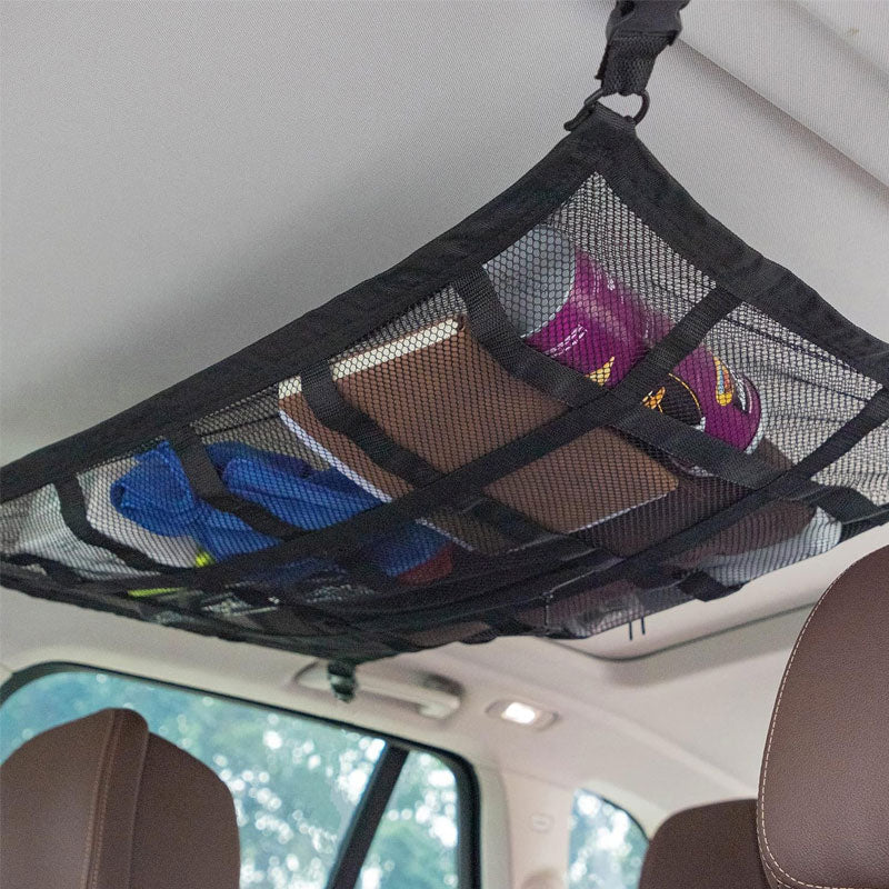 Hengende oppbevaringspose i netting for biltak
