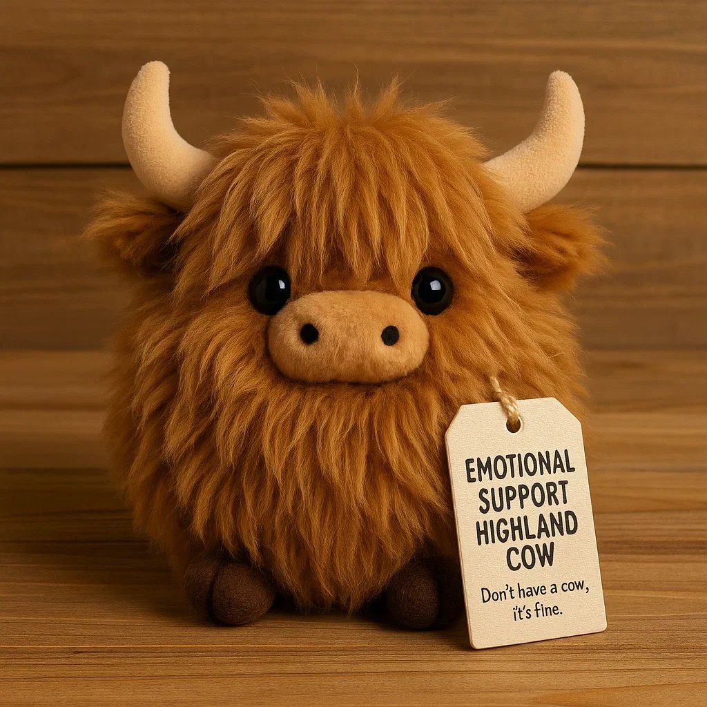 Plush Highland Cow för emotionellt stöd 🎉