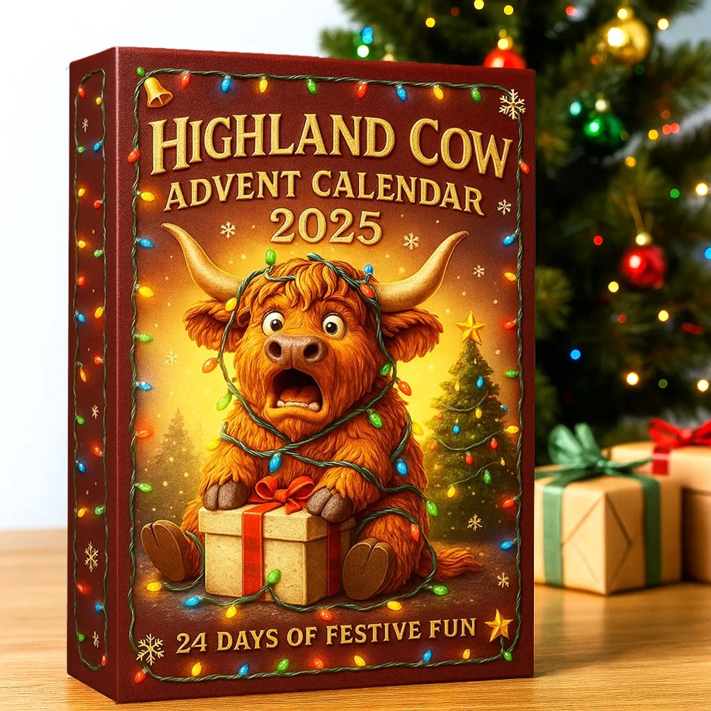 🐮Highland Ku Adventskalender 2025🎄 - 3D håndlaget Highland Ku Dukke (24 stk)