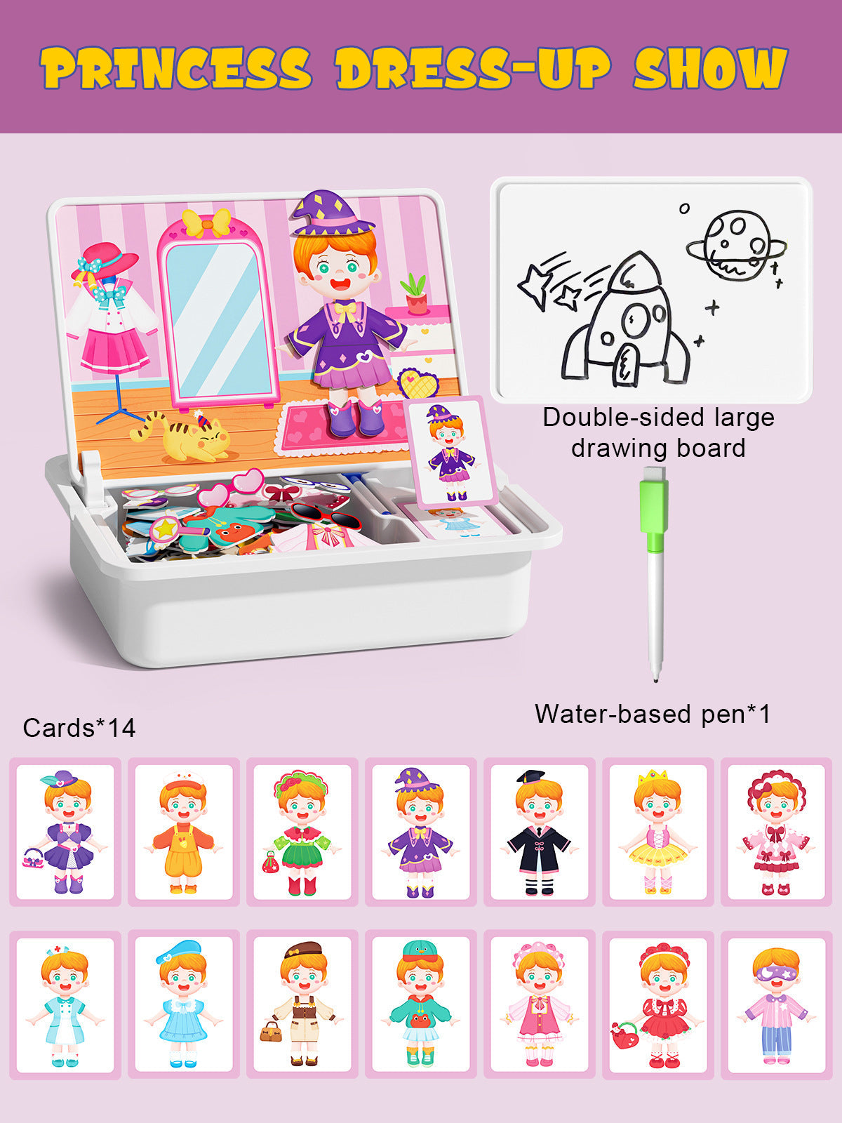 Magnetisk puslespill med ansiktsklær for barn, dobbeltsidig førskolepedagogisk læringsleke for barn