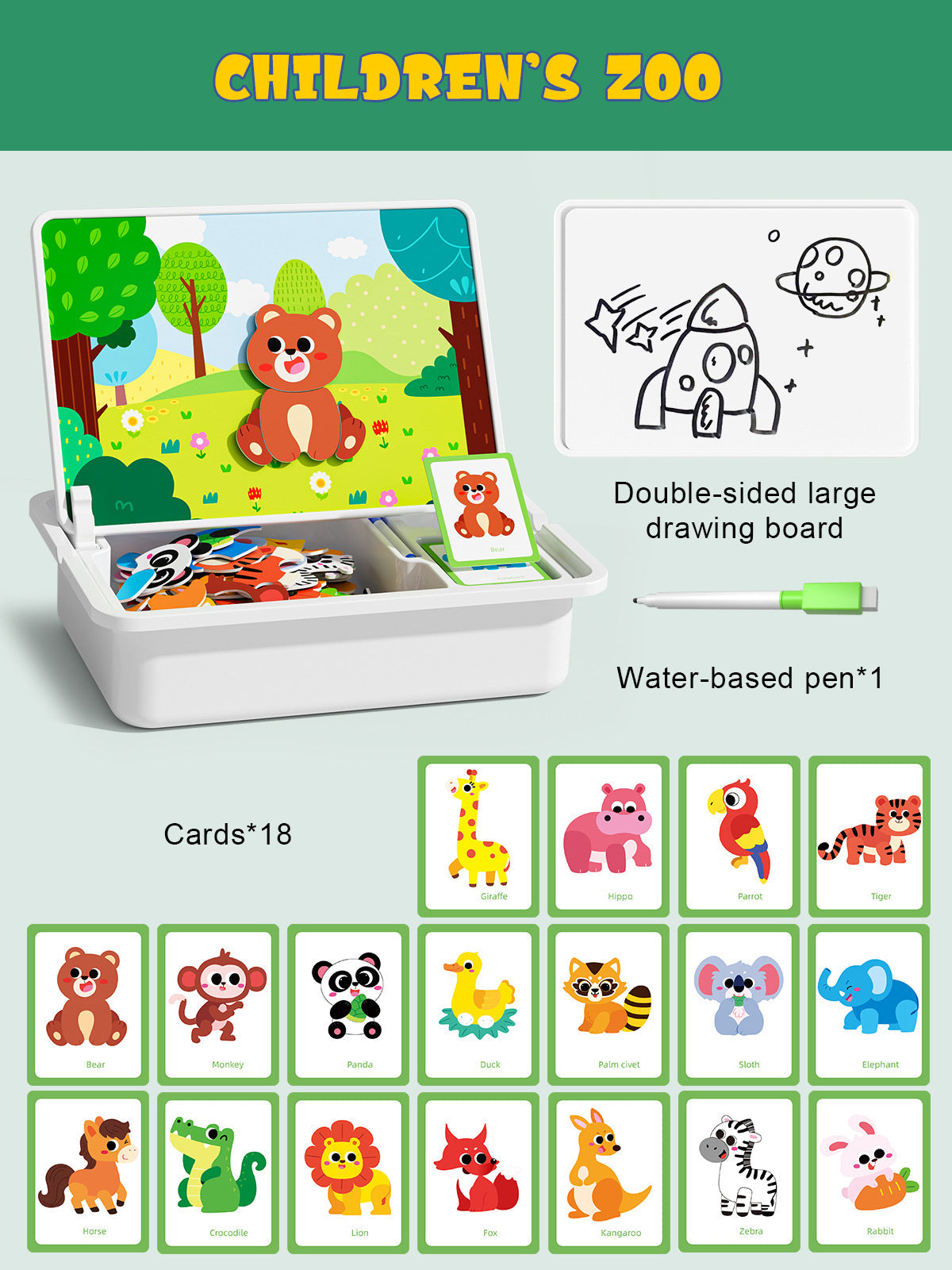 Magnetisk puslespill med ansiktsklær for barn, dobbeltsidig førskolepedagogisk læringsleke for barn