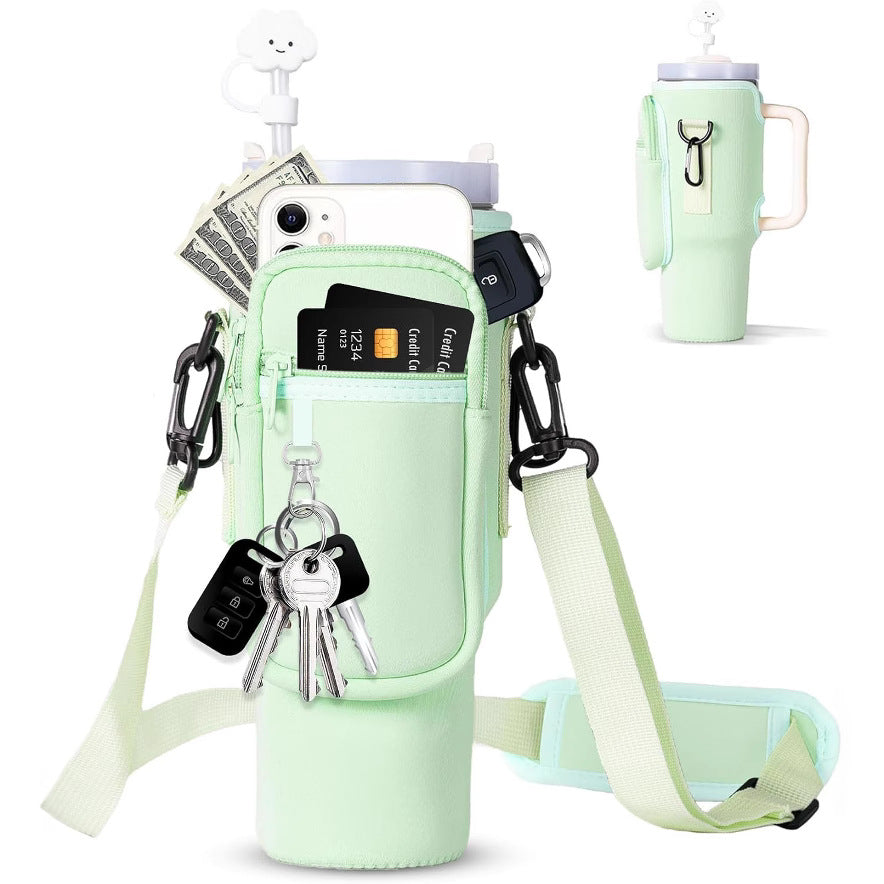 Justerbar skulderveske med termokoppholder for 40 oz