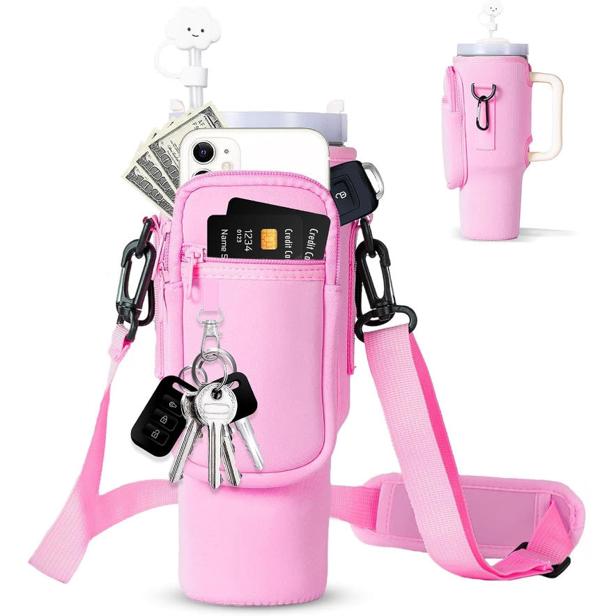 Justerbar skulderveske med termokoppholder for 40 oz